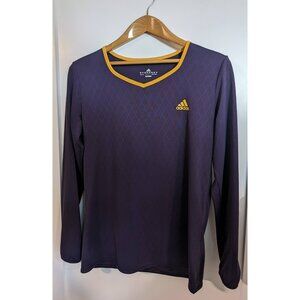 Adidas purple and yellow retro workout shirt, size large, excellent condition